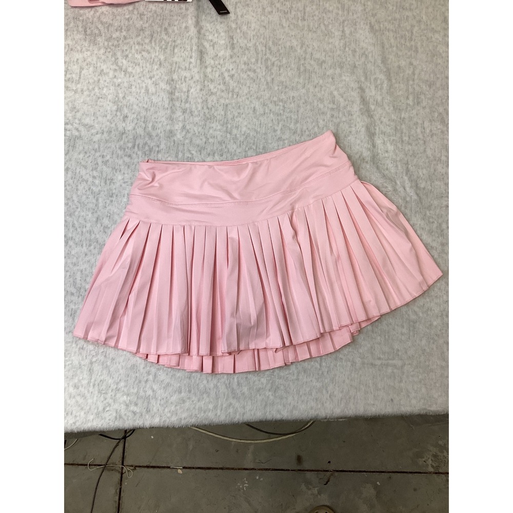 Gold Hinge Pleat Tennis Skirt Pink Athleisure Skort Large JK2201-ABLM